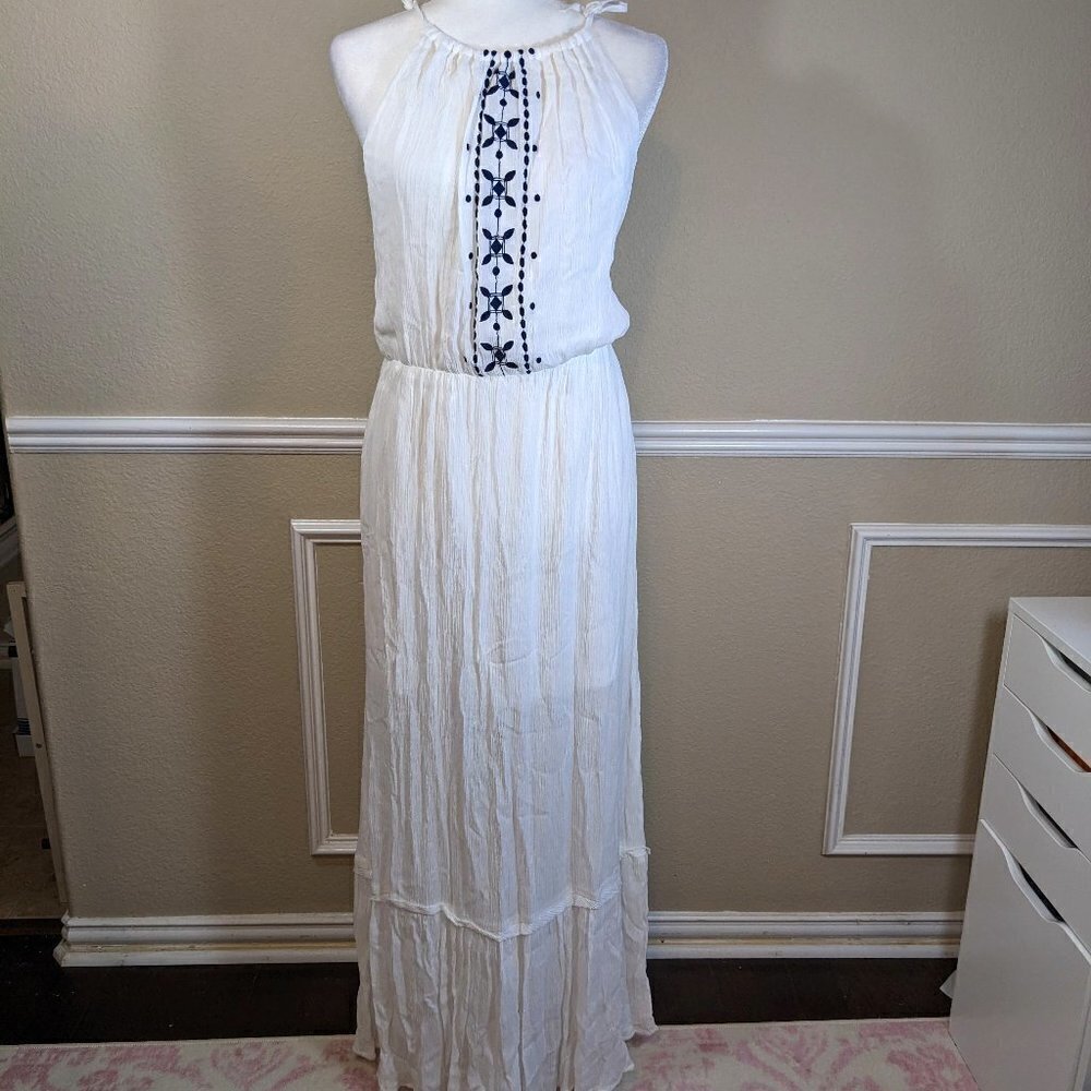 Embroidered White Maxi Dress
